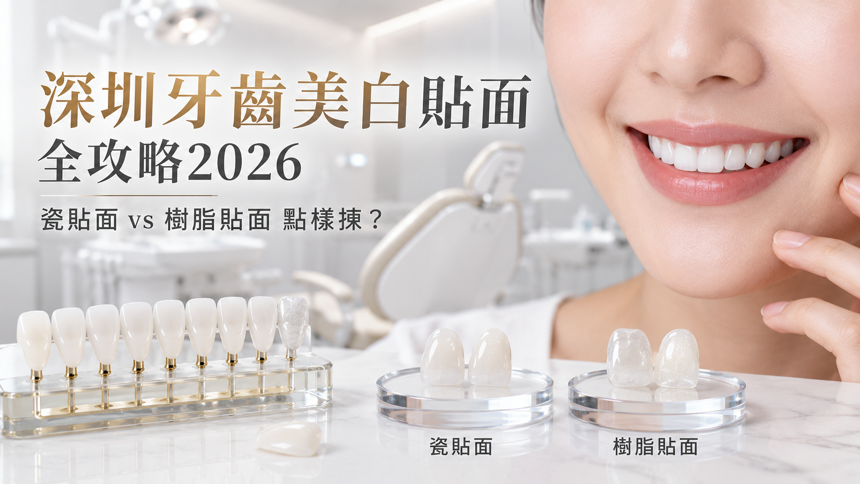 深圳牙齒美白貼面全攻略2026｜瓷貼面vs樹脂貼面點樣揀？