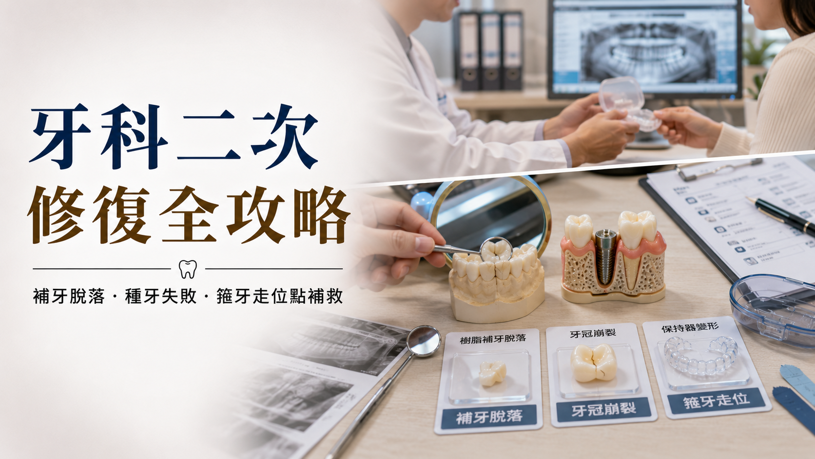 牙科二次修复全攻略｜補牙脱落・種牙失敗・箍牙走位點补救