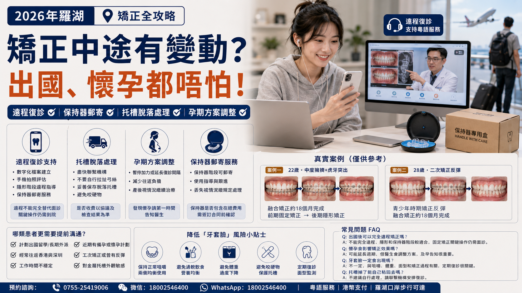 牙齿矫正中途出国怎么办？