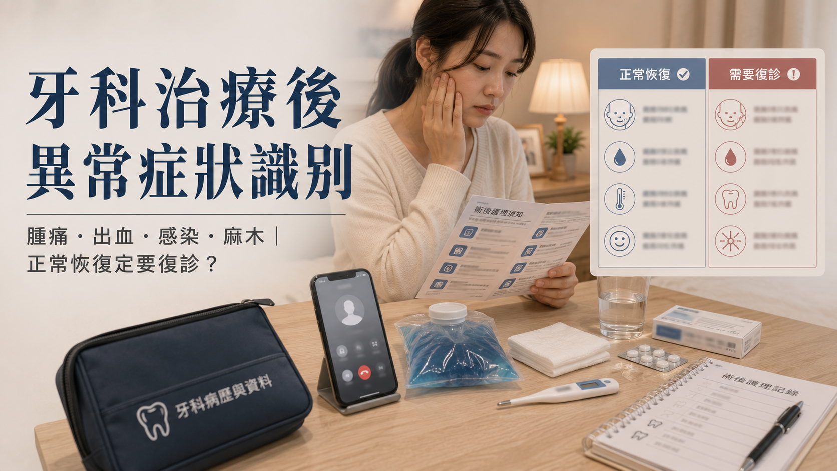 牙科治療後異常症狀識別全攻略｜腫痛・出血・感染・神經麻木：點樣判斷係正常恢復定係需要復診？
