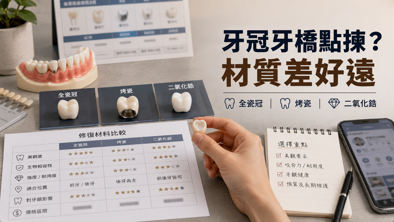 牙冠牙橋點揀？材質差好遠