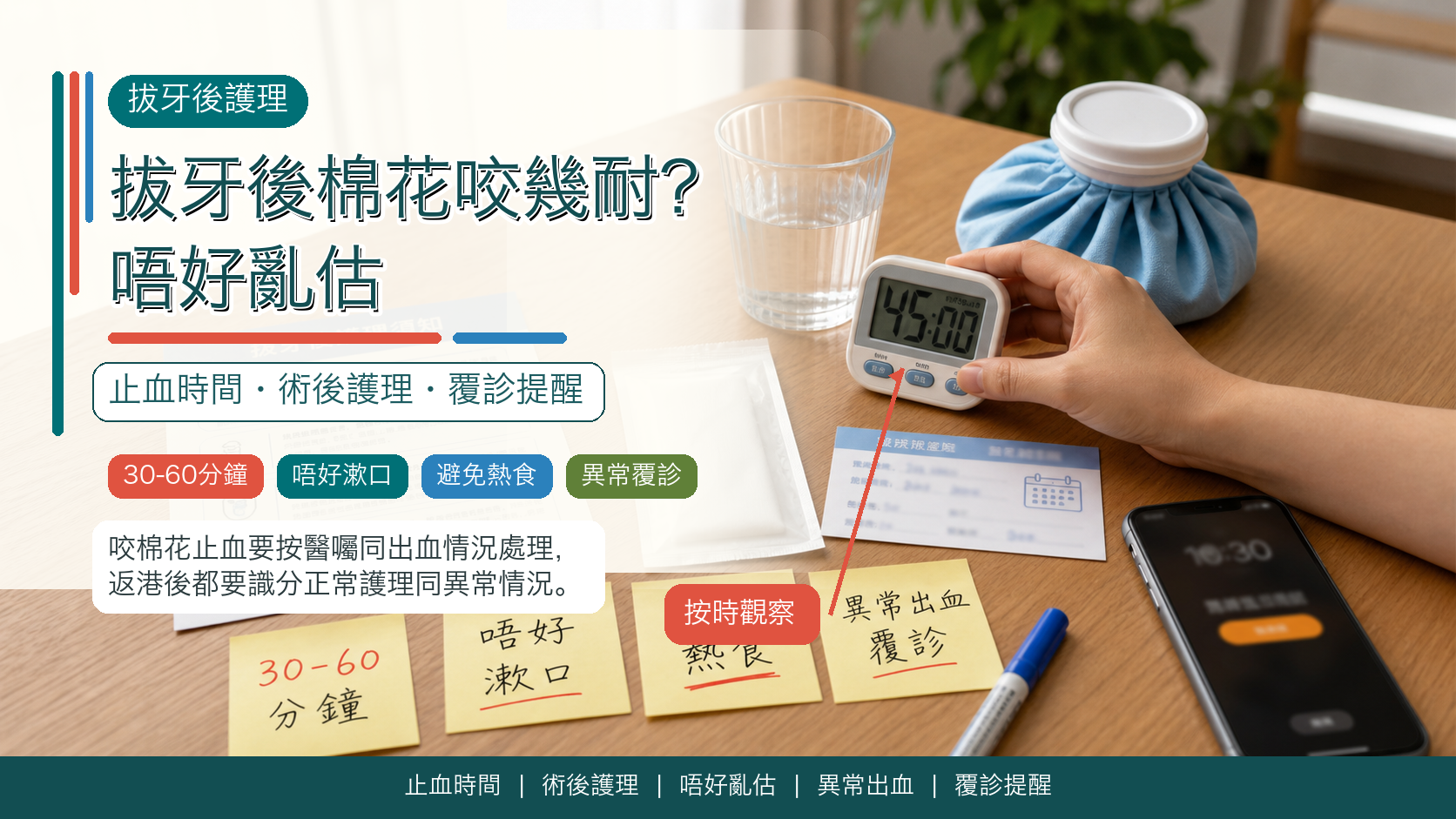 拔牙後棉花咬幾耐？唔好亂估